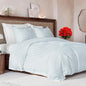 Duvet Cover Full Size Set - Extra Soft Floral Duvet Cover 80 x 90 with 2 Pillow Shams - Comfy, Breathable Floral Bedding Set - Hotel Luxury Easy-Care & Fade Free w/ Zipper Closures & Ties - Sky Stripe