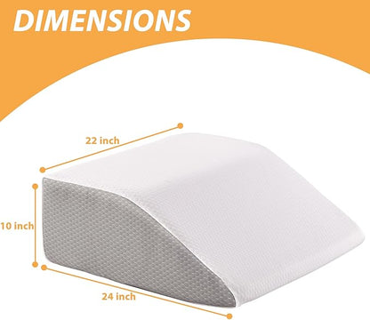 Bedluxe Leg Elevation Pillows, Leg Pillows for Sleeping, Cooling Gel Memory Foam Top, Wedge Pillow for Legs, Leg Wedges for Circulation, Swelling, After Surgery - Removable Cover (10 Inch, White/Grey)