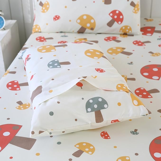 SDIII 3PCS Cute Mushroom Comforter Set Full, Soft Microfiber Lightweight Mushroom Bedding Full, Cottagecore Comforter for Boys Girls Kids and Teens