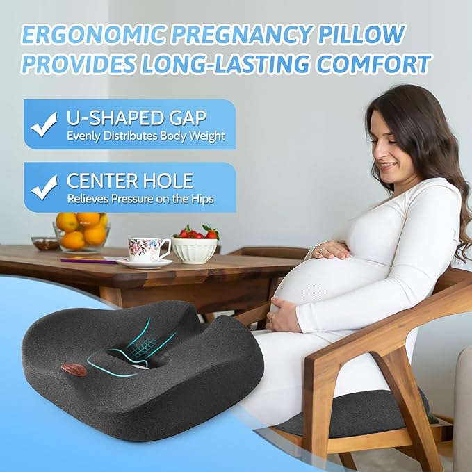 Donut Pillow,Tailbone Pain Relief Cushion, Hemorrhoid Pillow with Two Humps Hip Curve Design, Donut Pillow for Postpartum Pregnancy, L Size Donut Cushion, Grey