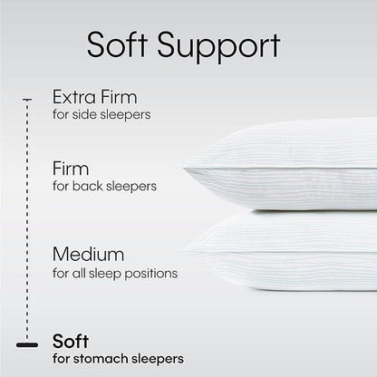 Calvin Klein Wave Print 20" x 36" King Size Set of 2 Bed Pillows for Sleeping, White