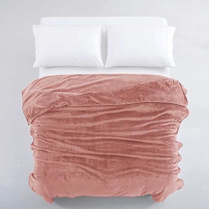 IR Imperial Rooms Fleece Blankets Queen Size 90 x 90 Inches - Super Soft Fluffy Baby Pink Throw Blanket for Sofa and Bed - Warm and Cozy Lightweight 400 GSM Microfiber Bed Throws Blankets