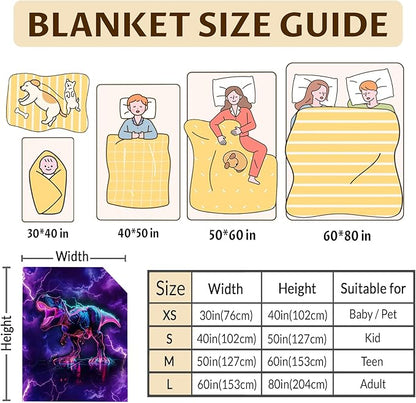 Kids Blanket Dinosaur Blankets for Boys Teens Gift for Dinosaur Lovers, Cozy 80 x 60 Inches Lightweight Flannel Throws for Travel Bed Living Room Garden Sofa