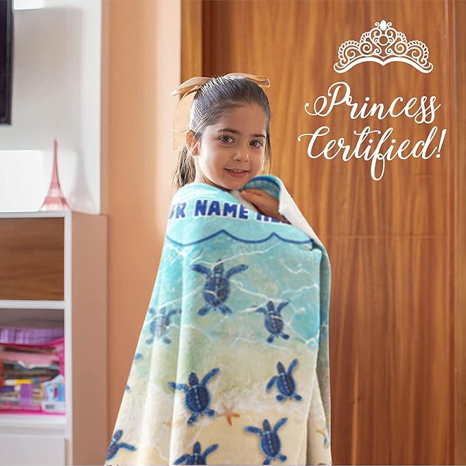Custom Sea Turtles Blanket Gift | Custom Blanket for Girls and Boys | Plush Fleece Throw Blanket for Kids | Turtle Gifts for Birthdays | Sea Turtles Beach Nautical Theme (60x80, Fleece)