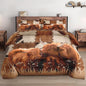 Full Size Comforter Set with 2 Pillowcase, Highland Cow Animal Bull Soft 3 Pcs Bedding for Kids and Adults, Farm Comforter Set for Room Bedroom Bed Decor