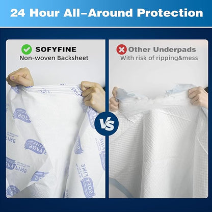 Tear Resistant Bed Pads 36"x36" Disposable Extra Large 135 Gram Heavy Duty Absorbency Adults Incontinence Chucks, XXL Thicken Puppy Pee Pads,10X Absorbency 360 Lb Transfer[30 Pads]