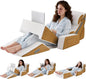 9PCS Wedge Pillow Set for After Surgery Recovery, Adjustable Memory Foam Neck Pillow, Foam Leg Pillow, Relieves Neck, Leg Pain, Sleep Apnea, and Functions as a Reading Pillow Brown