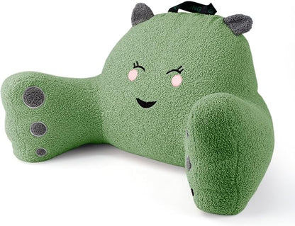 Reading Pillow for Sitting in Bed Couch Teens/Adult, Back Rest Pillow for Sitting Up in Bed with Shredded Memory Foam, Includes Arms and Washable Cover (Green)