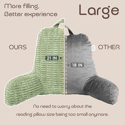 Reading Pillows for Sitting in Bed Adult, Back Rest Pillow for Sitting Up in Bed and Couch, Back Support Chair Pillow Support for Adult Backrest Pillows for Reading (Sage Green)
