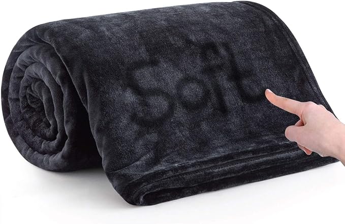IR Imperial Rooms Fleece Blanket Twin Size 60 x 80 Inches - Super Soft Fluffy Black Throw Blanket for Sofa and Bed - Warm and Cozy Lightweight 400 GSM Microfiber Bed Throws Blankets