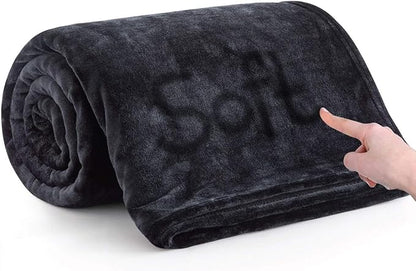 IR Imperial Rooms Fleece Blankets Queen Size 90 x 90 Inches - Super Soft Fluffy Black Throw Blanket for Sofa and Bed - Warm and Cozy Lightweight 400 GSM Microfiber Bed Throws Blankets
