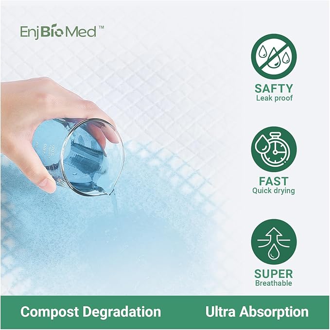 Eco-Friendly Extra Large Ultra Absorbent Bed Pads Disposable Adult 105g (30" X 36" Pack of 50), with Adhesive Strips , Leakproof Incontinence Pee Pads for Adults