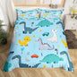 Cute Car Kids Bedding Set King Size for Teens,Kawaii Dino Colorful Wild Animal Comforter Cover with 2 Pillowcases,Cartoon Dinosaur Rainbow Sketch Blue Duvet Cover Set Microfiber Quilt Cover