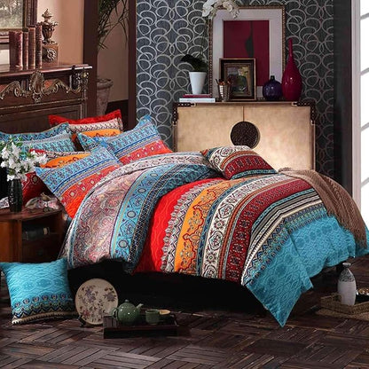 Jane yre Boho Queen Duvet Cover Brushed Microfiber 3 Pieces Bedding Set Bohemian Colorful Retro with Zipper Closure, Durable Easy Care (NO Comforter)