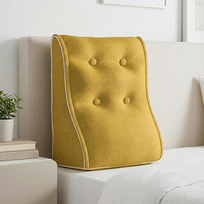 Daneey Reading Pillow for Bed Adult, Back Support Pillow for Bed, Sit Up Pillow Backrest Yellow, 20 * 9 * 22IN
