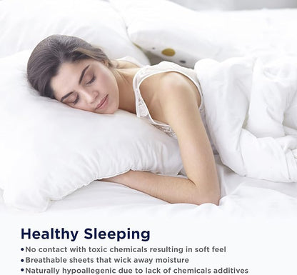 LANE LINEN 100% Egyptian Cotton Full Size Bed Sheets, Long Staple Mercerized Cotton Bedding Sheets, Thick 16 inch Deep Pocket Full Sheet Set, Reinforced French Seams Jaquard Swiss Dot -Estate Blue