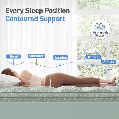 Dual Layer 3 Inch Memory Foam Mattress Topper Twin Size, 2 Inch Gel Memory Foam Plus 1 Inch Cooling Pillow Top Mattress Pad Cover, with 8-21 Inch Deep Pocket, Green