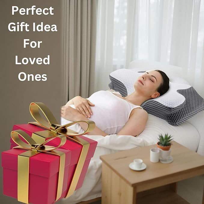 Ultra Pain Relief Cervical Neck Pillow for Side Sleepers, Ergonomic Cooling Memory Foam Pillows for Neck Pain Relief, Butterfly Pillow for Shoulder & Back, Removable & Washable Cover, Standard Size