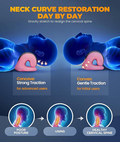 Graphene Magnetic Neck Stretcher for Deeper Pain Relief, Instant Heating Pad Cervical Traction Device Pillow, Neck Cloud for TMJ Tension Muscle Migraine, Christmas Gifts for Women, Mom, Men(Pink)