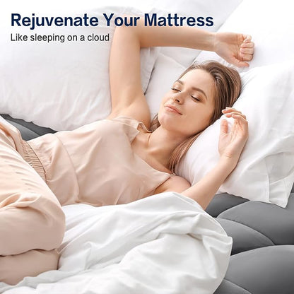 SOPAT Mattress Topper King Size Extra Thick Mattress Pad 8-21" Deep Pocket Soft Down Alternative Fill Mattress Protector Pillow Top Mattress Cover (78x80 Inches, Grey)