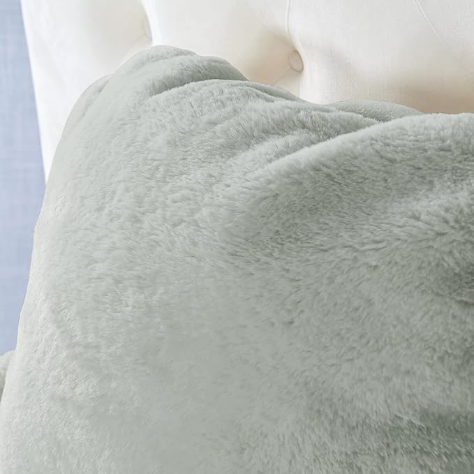 Plush Faux Fur Backrest Reading Bed Rest Pillow with Arms and Pockets for Sitting in Bed Couch Sofa, Back Support Wedge Cushion with Removable Cover, 20" x 18" x 17", Light Gray