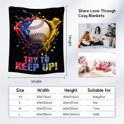 Baseball Blanket, Baseball Gifts for Kids Boys Men, Sport Throw Blankets for Adults Team Player, Soft Flannel Throws Gift Home Decor (Colorful, 30x40 Inch)