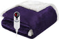 Electric Heated Blanket Throw Size 50"x60", Soft Flannel with Overheat Protection, 6 Adjustable Heat Settings & 3-Hour Auto-Off Timer, Fast Heating for Winter Comfort, Dark Purple