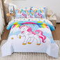 Unicorn Twin Bedding Sets for Girls Kids Teens, 6 Piece Bed in a Bag Purple Rainbow Theme Unicorn Comforter Set Bedroom Decor with Printed Sheet Set