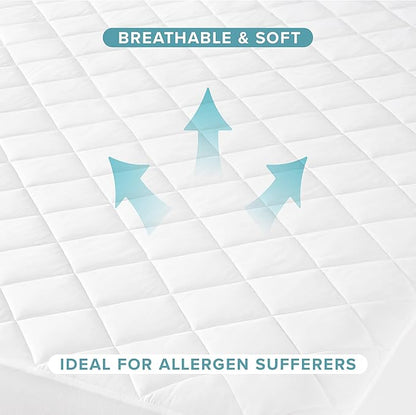 Bare Home Quilted Fitted Mattress Pad (Full Extra Long) - Cooling Mattress Cover - Easily Washable - Elastic Fitted Cover for Mattress - Stretch-to-Fit up to 15 Inches Deep (Full XL)