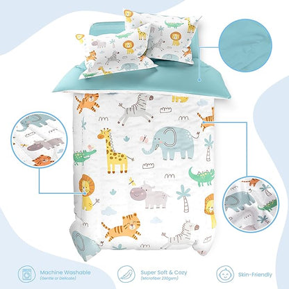 SANDJEST Animal Duvet Cover Sets Full Size for Kids Boys Girls, Include 1 Polyester Comforter Cover 80x90 Inches and 2 Pillowcases 20x26 Inches, Comforter Not Included, Gift for Christmas Birthday