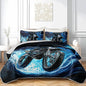 Blue Motorcycle Racing Motocross Rider Quilt Bedding King 3Pcs Extreme Sport Flag Bed Set Thunder Lightning Pattern Bedspread Coverlet with 2 Pillowcases for Kid Boy Girl Teen Adult Room Decor