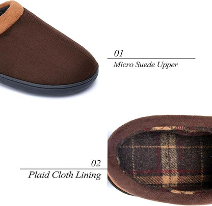 Memory Foam Mens Slippers Slip-On Comfy House Slippers for Men Indoor Outdoor Non-Slip Warm Winter Men’s Bedroom Slippers Size