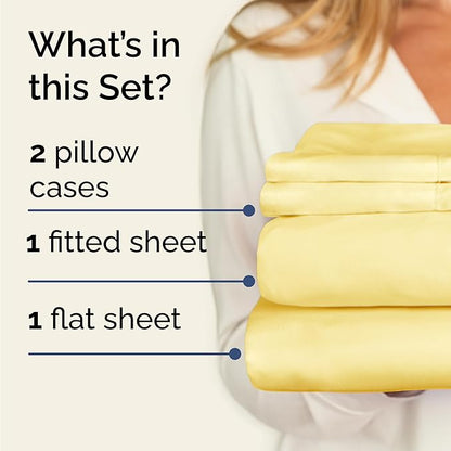 Twin 4 Piece Sheet Set - Comfy Breathable & Cooling - Ultra Soft Hotel Luxury Bedding Set w/ 8-16 Inch Deep Pockets - 1 Flat & 1 Fitted Sheet & 2 Pillowcases - Cozy, Wrinkle Free & Easy Care - Yellow
