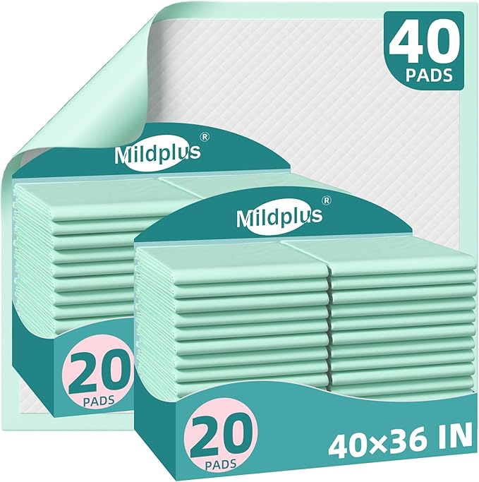 Disposable Bed Pads 40x36 Inch (40 Pack) - Extra Large, Super Absorbent Underpads for Adults & Pets, Waterproof Incontinence Pads, Mattress Protector [100x91CM]