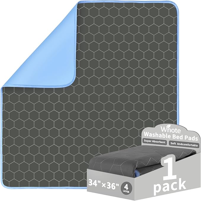 Waterproof Washable Underpads Pee Pad (Dark Gray 34" x 36" 1 Pack), Reusable Absorbency Bedwetting Incontinence Bed Pads for Kids Adults Elderly Dog Pet, Puppy Pads for Mattress Couches Sofas Floors