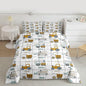 Feelyou Construction Truck Comforter Set King Size Kids Machinery Truck Excavators Vehicles Comforter for Boys Teens Cartoon Tractor Bedding Set Excavator Tractor Plaid Grid White Duvet Set Quilt Set