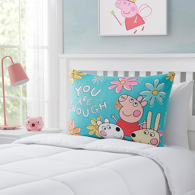 Northwest Peppa Pig Bed Pillow - Cloud-Like Filled Bed Pillow for Sleeping with Removable Cover - 20" x 30" Full Size Pillow for Kids with Popular Characters