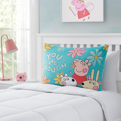 Northwest Peppa Pig Bed Pillow - Cloud-Like Filled Bed Pillow for Sleeping with Removable Cover - 20" x 30" Full Size Pillow for Kids with Popular Characters