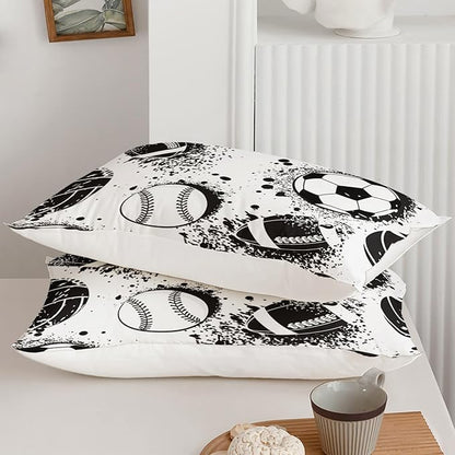 Axolotl Ball Sports Comforter Set, Football Soccer Bedding, Baseball Comforter Set, Hip Hop Graffiti Artwork Bedding for Boys Kids Men, 1 Quilt 2 Pillowcases