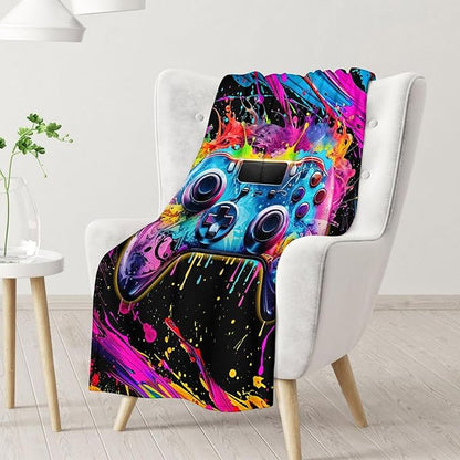 Blanket for Adults - 60 x 80 Inches Gaming Gifts for Men, Teens - Gaming Throw Blankets Decor Stuff for Home, Living Room