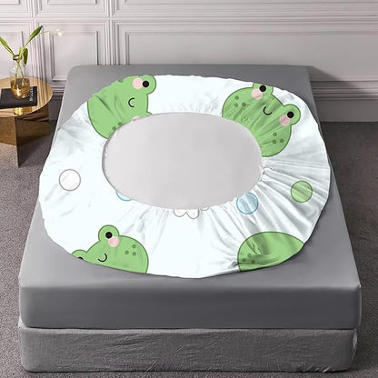 Frog Sheets Set Twin: Kawaii Flower Frogs Bedding for Kids Girls Teens Bedroom Bed - 1 Flat Sheet, 1 Fitted Sheet, 1 Pillowcase