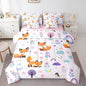 Erosebridal Floral Fox Comforter Set King Size,Cartoon Zoo Animal Bedding Set for Kids Teens,Cute Flower Bed in a Bag （Comforter, Sheets, Pillowcases & Cushion Covers）