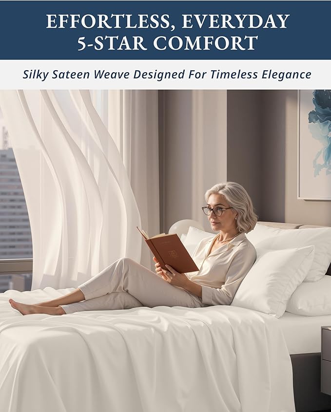 LANE LINEN Luxury 100% Egyptian Cotton Sheets Queen Size Bed Set, Eo Friendly Oeko-Tex Certified No Pill Fade Resistant Fully Elasticized Machine Washable Cotton Cooling Bed Sheet -Sea Salt