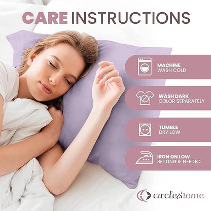 CirclesHome Pillow Protectors 4 Pack Queen Zippered - 100% Cotton Breathable Pillowcases - Protects Pillows from Dirt, Dust and Debris (Queen- Set of 4 - 20x30)