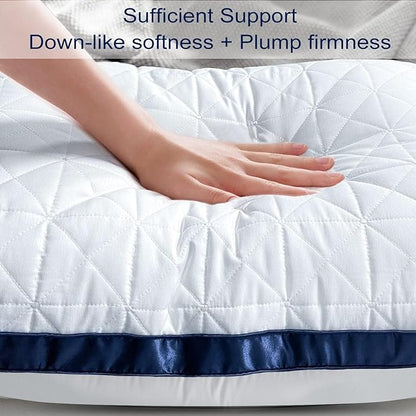 Pillows Queen Size Set of 4, Queen Pillows 4 Pack, Cooling Hotel Luxury Pillow for Bed Sleeping, Supportive Breathable Down Alternative Gusseted Pillow for Side Stomach or Back Sleepers