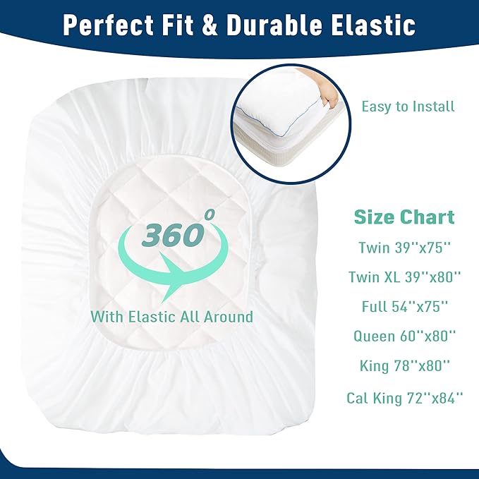 Full Mattress Pad Cotton Mattress Pad Cover Quilted Mattress Cover 18-22" Deep Pocket Mattress Protector Full Size Thin Down Alternative Filling Noiseless & Breathable