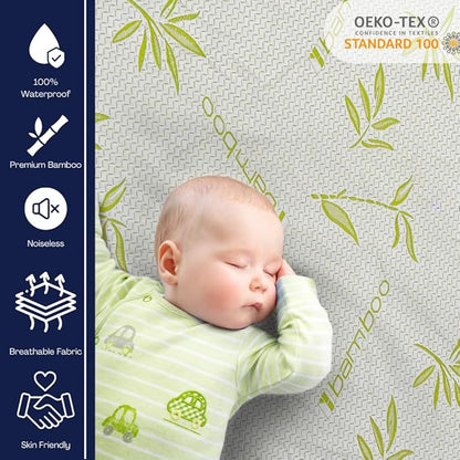 2 Pack Twin XL Bamboo Mattress Protector with Zipper - 100% Waterproof Cooling Mattress Cover - Ultra Soft Jacquard Fabric Breathable Noiseless Mattress Pad Cover - Zippered Mattress Encasement