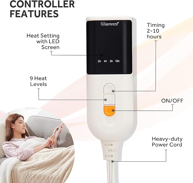 Heated Blanket Electric Blanket Full Size Soft Flannel Sherpa, 6 Heat Levels Fast Heating, 2 to 10 Hours Auto-Off Detachable Controller Machine Washable, Beige 72"x84"