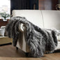 Luxury Faux Fur Throw Blanket, Grey and Black High Pile Mixed Throw Blanket, Super Warm, Fuzzy, Elegant, Fluffy Decoration Blanket Scarf for Sofa, Couch and Bed, 50''x 60''