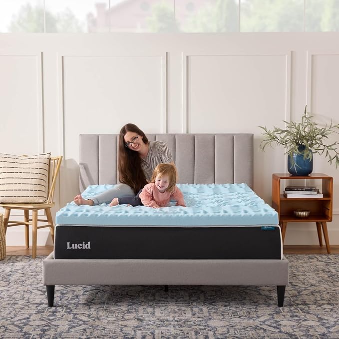 LUCID 3 Inch Gel Memory Foam Mattress Topper, Twin size – 5 Zones – Cooling Gel Infusion – CertiPur Certified Foam